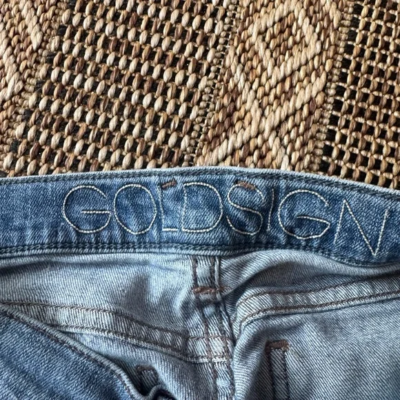 GOLDSIGN Distressed Flared Jeans w/ White Stitch Detail Size 29 - Picture 6 of 8